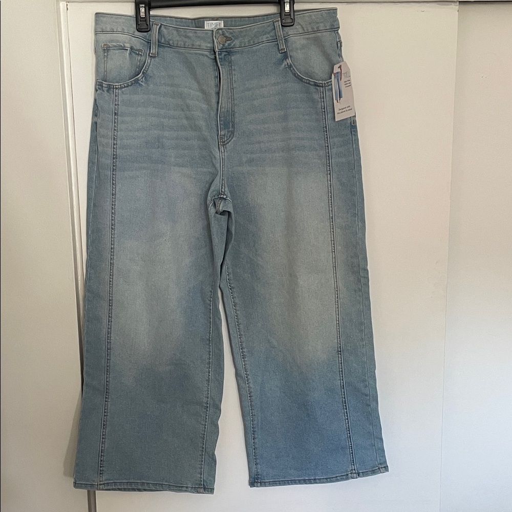 Women’s high rise, cropped, wide leg Light Blue Jeans